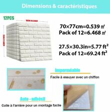 Pannello Murale Finta Mattone Adesivo Muro 12 Pz Bianco Copre 6,5 M² 70×77Cm
