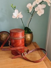 German Huntsman’s Drinking Flask Set Whisky Brandy Spirit Leather Casing England