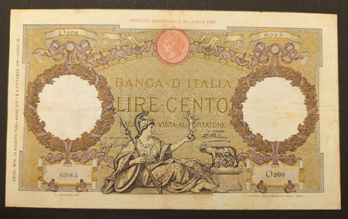 100 lire 1936 bb spl - 18/08/1936,