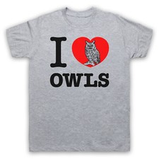 T-SHIRT UOMO E DONNA I LOVE OWLS ANIMAL RIGHTS LOVER SAVE THE ANIMAL