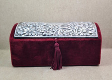 anna boccali cofanetto portagioie velluto rosso con lastra in argento cm 16 x 10