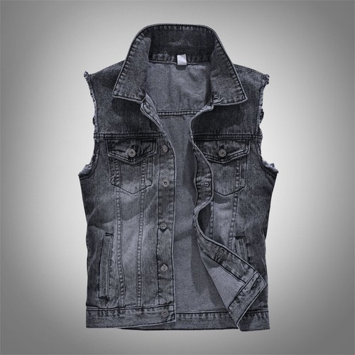 Gilet uomo nero grigio denim