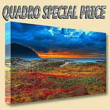 QUADRI MODERNI TELA CANVAS PAESAGGIO 30X50 NATURA TRAMONTO FIORI CAMPO PAPAVERI