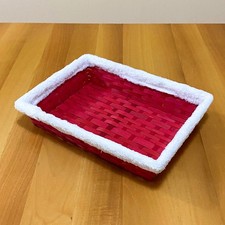 Cesto Natalizio Natale Decorativo Portaoggetti Rettangolare Rosso Festività