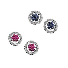 Orecchini Oro Bianco 18Kt 750 Diamanti Rubino Zaffiro Donna Comete ORB519 ORB520