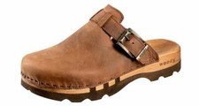 Woody Lukas Uomo Zoccoli Ciabatte Scarpe di Legno Pelle Braun Tg. 40-50