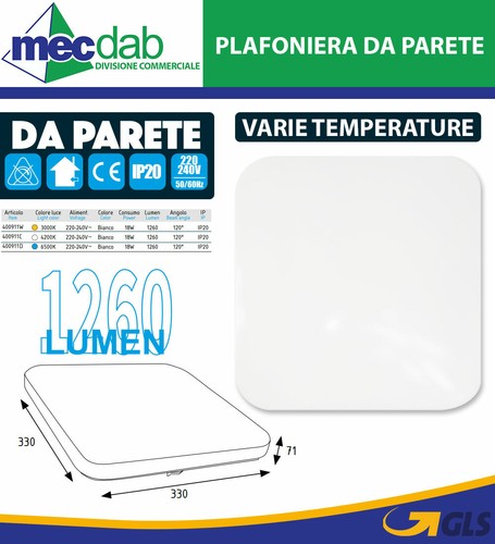 Plafoniera parete 18w luce - da,