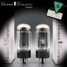 6L6GB SYLVANIA NOS Black Plates Top O Getter Matched Pair Tubes Made in USA '50s