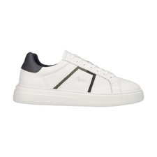 Harmont&Blain 022 1B0 Sneakers Uomo Stringate In Vera Pelle Bianco 