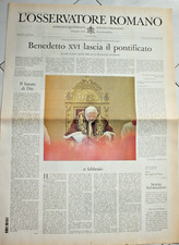 L'OSSERVATORE ROMANO  PAPA RATZINGER BENEDETTO XVI LASCIA IL PONTIFICATO