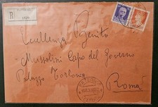 Busta Lettera Raccomandata A Benito Mussolini Roma Paterno' 1939