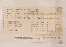 Biglietto Ticket Stadio Calcio