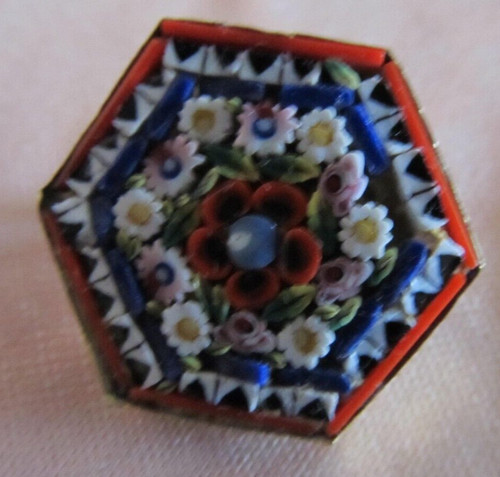 Antico spilla micro mosaico - in,