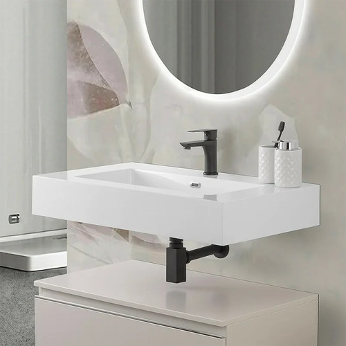 Lavabo sospeso in resina - sospeso, cm