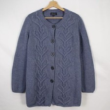 Cardigan lungo Luisa Spagnoli pura lana vergine blu taglia L da donna