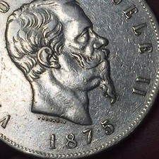 VITTORIO EMANUELE II (1861-1878) 5 Lire 1875 M MILANO ARGENTO '900