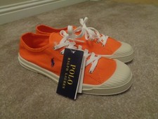 NUOVO Polo Ralph Lauren Essence 100 Canvas Sneaker Arancione Uomo UK 8 EU 42 £79,00