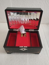 CARILLON PORTAGIOIE TOYO VINTAGE ANNI 70 🎶 Ballerina Laccato Nero Fiori Rossi