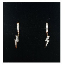 COPPIA ORECCHINI IN ACCIAIO RODIATO CON STRASS CON SCATOLA REGALO CON FULMINE