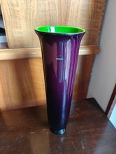 Vaso Venini Viola Scuro Con Interno Verde