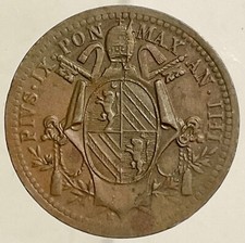 1/2 BAIOCCO 1849 R A.IV° STATO PONTIFICIO PAPA PIO IX° MONETA IN RAME