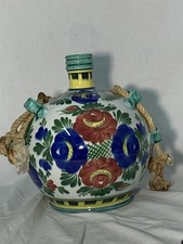 PORDENONE- GALVANI- FIASCA DECORATA A MANO CON MOTIVO FLOREALE - ANNI 30  “900