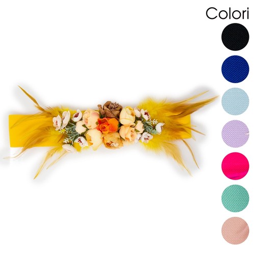 Cintura con fiori piume - , donna