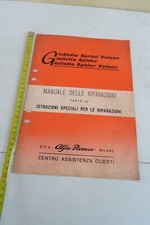 manuale riparazioni Giulietta Spider Veloce Spider Sprint Veloce Alfa Romeo