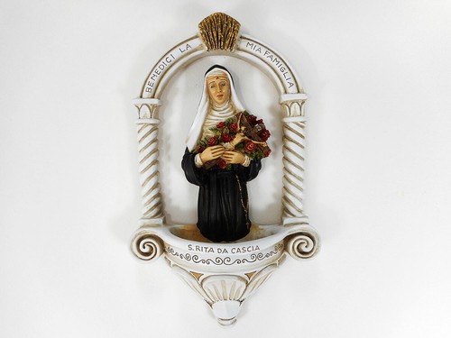 Acquasantiera con santa rita - acquasantiera,