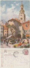 SANREMO - IMPERIA - LA PIAZZA DEL MERCATO - ILLUSTRATORE - VIAGG. 1914 -45087-