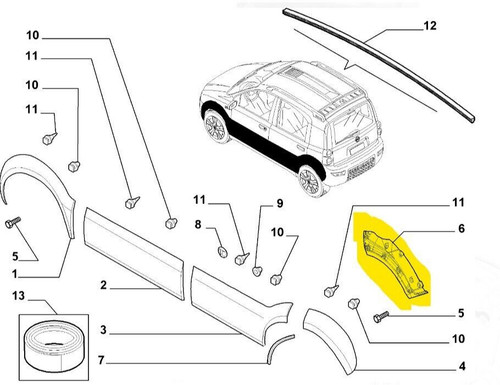 Supporto interno arco ruote - arco, sx