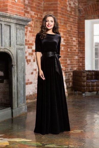 Velluto nero vestito - nero, con