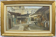 Ambrogio VISMARA (Seregno 1900 - Milano 1994) Bazar a Nazareth OLIO cm 40x70