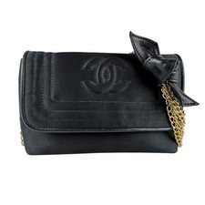 Borsa a tracolla originale CHANEL in raso nero z7276