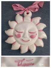 vintage THUN formella Sole Rosa Bianco ceramica fuori produzione no box