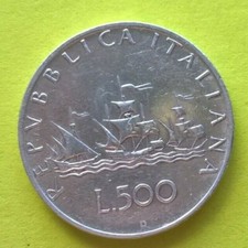 1959  SPLENDIDA MONETA  CARAVELLE  da  L.500 in ARGENTO  da Collezione RR