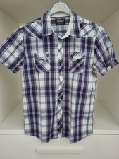 Camicia uomo manica corta Pull & Bear taglia L a quadri in cotone fantasia usata
