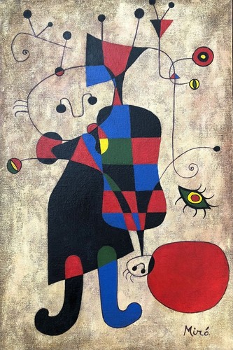 Joan miro olio tela raro - miro, su