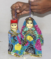 Coppia Di Marionette In Legno