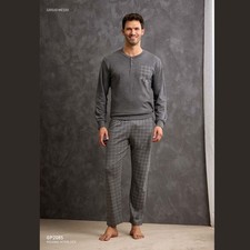 Pigiama uomo invernale collo serafino in caldo cotone GP2085 Il GRANCHIO