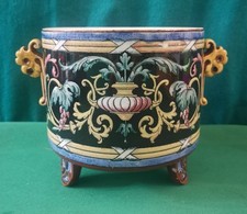 SARREGUEMINES _ Ceramica / Cachepot con decori floreali _ Fine '800