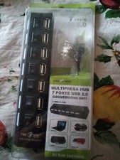 CIABATTA USB MULTIPRESA HUB CON TASTI 7 PORTE USB 2.0 NERA O BIANCA E LED BLU