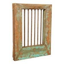 BISCOTTINI Finestra Antica Legno Massello Ferro Telaio Vecchia Grata vintage