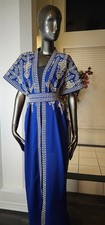 Caftano thobe blu ricamato - thobe,