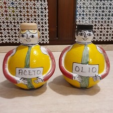 Olio e aceto ceramica vintage siciliana (Palermo) dipinta a mano  Nino Parrucca