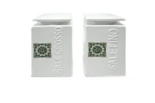 Set 2 Barattoli da Cucina in Ceramica Sale Fino Sale Grosso Decoro Fiore