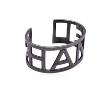 Autentico Bracciale Chanel Argento Metallo Logo Lettera