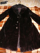 Pelliccia di visone nero canadese, da donna, ricamata, come nuova, taglia 40