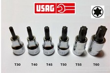 Serie chiavi a bussola Torx Maschio USAG 233 1/2NTX, set 6 chiavi con quadro 1/2