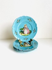 RARO piatto insalata turchese dipinto a mano Angelo Minghetti Made in Italy set di 4